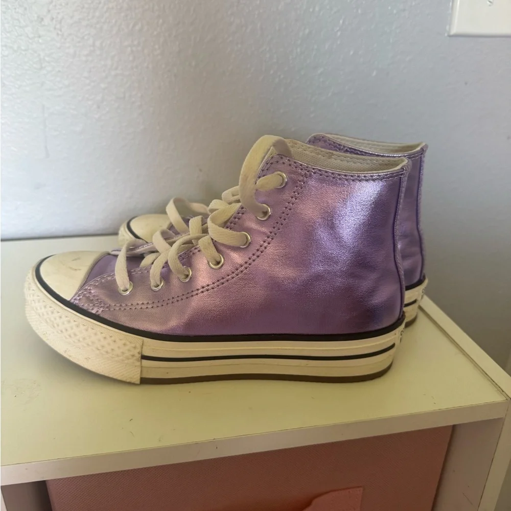 Converse Kids Purple High-Top Sneakers with White Laces